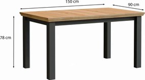 Stół rozkładany prowansalski 150-200 cm Pontypool 7127, dąb Mauvella/Uni Wolfram szary