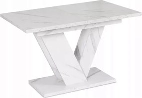Stół Carrie rozkładany 120/160 cm do jadalni – nowoczesny stół prostokątny glamour z grubym blatem MDF i nogami w kształcie V