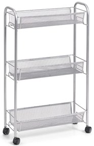 Wielofunkcyjny mobilny organizer do kuchni lub łazienki, 3 siatkowe półki, 4 kółka, materiał metal, marki ZELLER