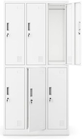 Szafka socjalna ubraniowa BHP biała: 6-drzwiowa IGOR 900 x 1850 x 450 mm