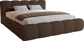 Łóżko tapicerowane 140x200 cm Ravello - łóżko z pojemnikiem, tkanina boucle brązowy (Lambi 4)