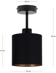 Lampa sufitowa czarna jednopunktowy spot z czarnym abażurem C-1010SC-S