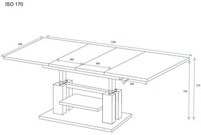 Ława rozkładana podnoszona ISO 110(170)x65 beton ciemny ENDO