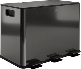 HOMCOM Kosz na śmieci z 3 x 20 L komorami, pokrywami dezodorantowymi, odporny na odciski palców, soft-close, wyjmowany, czarny
