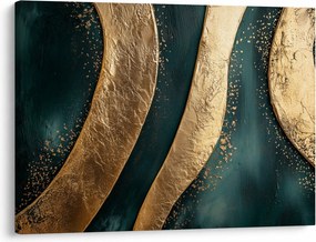 Obraz - Zielona abstrakcja ze złotem I. (70x50 cm)