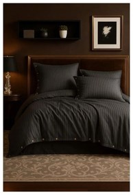 Ciemnoszara pościel jednoosobowa z bawełny renforcé 140x200 cm Como Striped – Mila Home Luxury