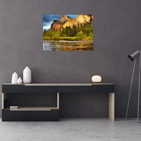 Obraz- Skały nad jeziorem (70x50 cm)
