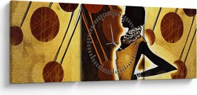 Obraz artystycznego malarstwa starożytnego (z zegarem) (90x30 cm)