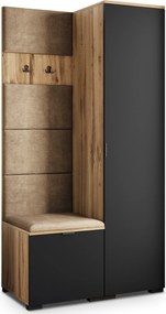 Masseno Garderoba LORI 95/181/51 cm Nowoczesna Szafa do Przedpokoju Dąb wotan, MONOLITH 09 (Beżowy)