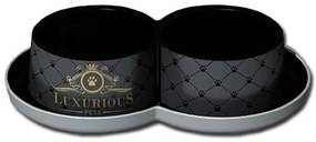 Moderna Podwójna miska dla kotów Trendy Luxuriousczarna,  2x 0,35 l