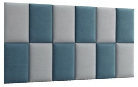 Zestaw 12 paneli tapicerowanych QUADRATTA 180x100 morski/jasnoszary ELTAP