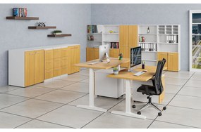Szafa ubraniowa z wysuwem PRIMO WHITE, 800 x 420 x 1781 mm, biały/buk