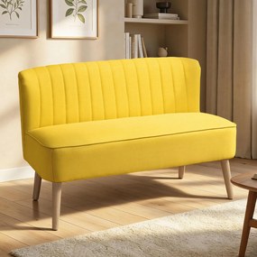 HOMCOM 2-osobowa sofa, miękkie obicie, łatwa do czyszczenia, do 220 kg, 117 x 56,5 x 77 cm, żółta | Aosom PL