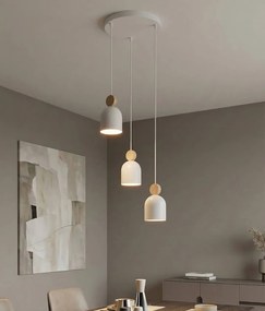 Mesi 3 White – lampa wisząca 3-punktowa nad okrągły stół w jadalni