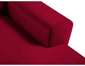 Czerwony aksamitny rozkładany narożnik ze schowkiem (prawostronny/z szezlongiem) Kyoto – Cosmopolitan Design