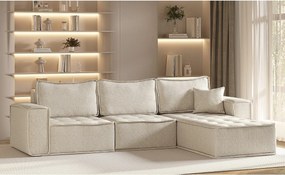 Narożnik w kształcie L Bohoo Maxi, tkanina Raven, Szampański, Prawy