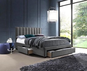 Dwuosobowe łóżko z szufladami Kresti - popiel