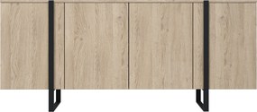 Komoda Verica 200 cm czterodrzwiowa - dąb biszkoptowy / czarne nóżki
