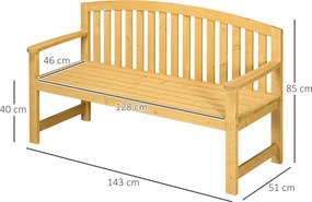 Outsunny 2-osobowa ławka ogrodowa z drewna, odporne siedzisko, meble ogrodowe z oparciem, nośność 240 kg 140 x 50 x 85 cm, Pomarańczowy | Aosom PL