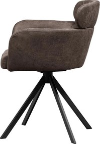 Ciemnobrązowy tapicerowany fotel jadalniany z podłokietnikami Fenne – WOOOD