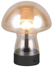 Lampa stołowa LED w bursztynowym kolorze ze szklanym kloszem (wysokość 18 cm) Dooley – Trio