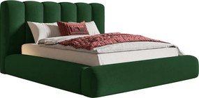 Łóżko tapicerowane 180x200 Lumaro z pojemnikiem - gruba pianka, pojemnik, stelaż metalowy - zielony (Amor Velvet 4311)