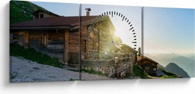 Obraz - Poranek w Alpach, Tyrol (z zegarem) (90x30 cm)