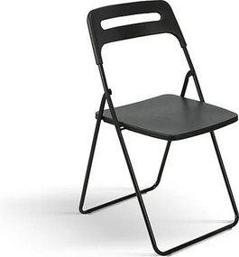 Zestaw 6 składanych krzeseł z czarnego metalu i czarnego polipropylenu - ALMERIA