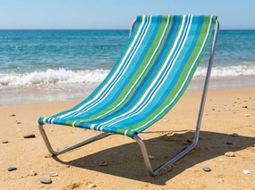 Składany leżak plażowy SAND, niebiesko-biały