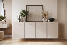 Komoda wisząca Lorini 200 cm czterodrzwiowa - kaszmir / złote uchwyty