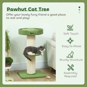 PawHut Drapak 91cm z platformą i łóżkiem dla kotów, zielony