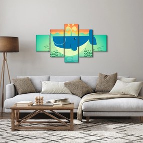 Obraz - Wesoły wieloryb w morzu (125x70 cm)