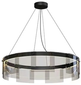 Żyrandol okrągły LED, kolor czarny, szkło dymione, średnica 60cm -Orion