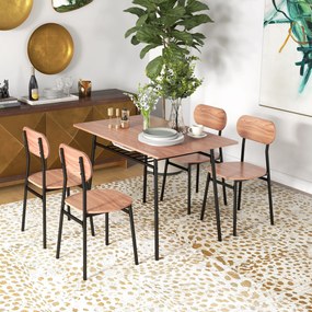 HOMCOM Zestaw stolik stołowy z krzesłami do jadalni, design przemysłowy, 110 cm x 70 cm x 75 cm, Brąz