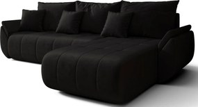 Czarna Welurowa Sofa Z Pojemnikiem Na Pościel F0-A08