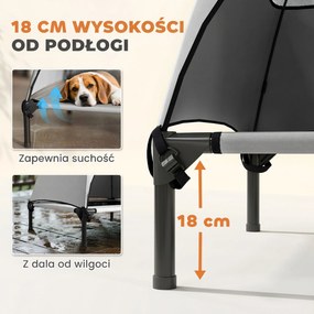 PawHut Leżanka dla Psa na Zewnątrz z Daszkiem, Podwyższone Łóżko dla Psów Średniej Wielkości, 76 x 61 x 71cm, Jasnoszary