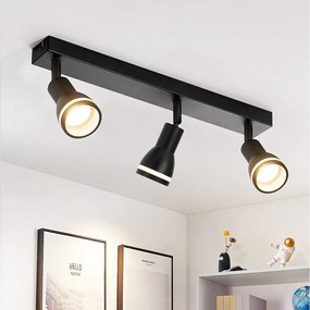 NETTLIFE Nowoczesna czarna lampa sufitowa: 3 regulowane metalowe punkty sufitowe, lampa sufitowa GU10, do sypialni, jadalni, bez żarówki
