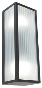 Inteligentna lampa ścienna zewnętrzna czarna z żebrowanym szkłem z 2 Wifi A60 - Charlois