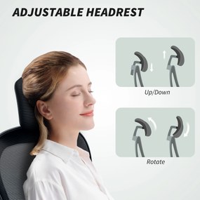 HOMCOM Fotel biurowy - Ergonomiczny fotel z regulowanymi podłokietnikami i wsparciem lędźwiowym, czarny