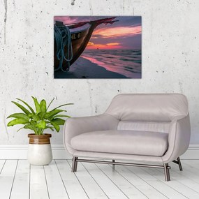 Obraz łodzi na brzegu (70x50 cm)
