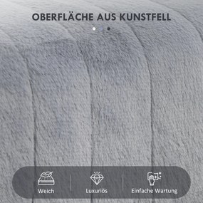 HOMCOM Ławka, Pikowane Siedzisko, Okładka z Sztucznego Futra, Metalowe Nogi, do 120 kg, 82x30x47 cm, Szary/Czarny