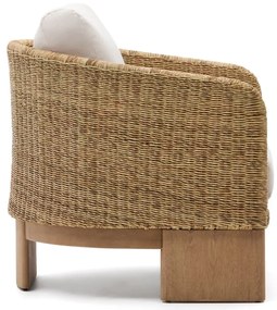 Beżowo-naturalny drewniany/ze sztucznego rattanu fotel ogrodowy Xoriguer – Kave Home