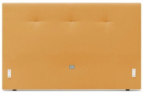 Musztardowe tapicerowane łóżko dwuosobowe ze stelażem 180x200 cm Tory – Bobochic Paris