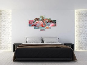 Obraz - Flaming w stawie (125x70 cm)