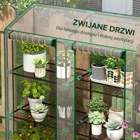 Outsunny mini-szklarnia, 3 poziomy, 6 półek drucianych, 2 otwory, folia plastikowa, Przezroczysty | Aosom PL