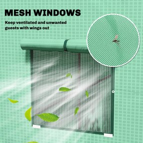 Outsunny Szklarnia foliowa z drzwiami na zamek Oknami siatkowymi Skośny dach 196 x 77 x 197 cm Zielona | Aosom PL