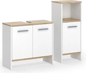 Zestaw mebli łazienkowych biały/złoty dąb 63.8x26.3x57 karli