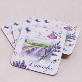 Biało-fioletowe korkowe podkładki zestaw 6 szt. – Dakls