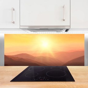 Szkło do Kuchni na Ścianę Ognisty Zachód nad Szczytami