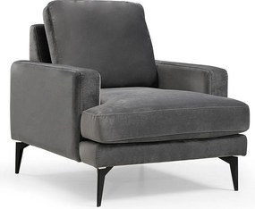 Stylowy fotel z uszakami, antracyt, 80 x 90 x 88 cm | Stelaż z drewna bukowego i płyty wiórowej, 100% poliester, miękka szara pianka | Wzornictwo przemysłowe